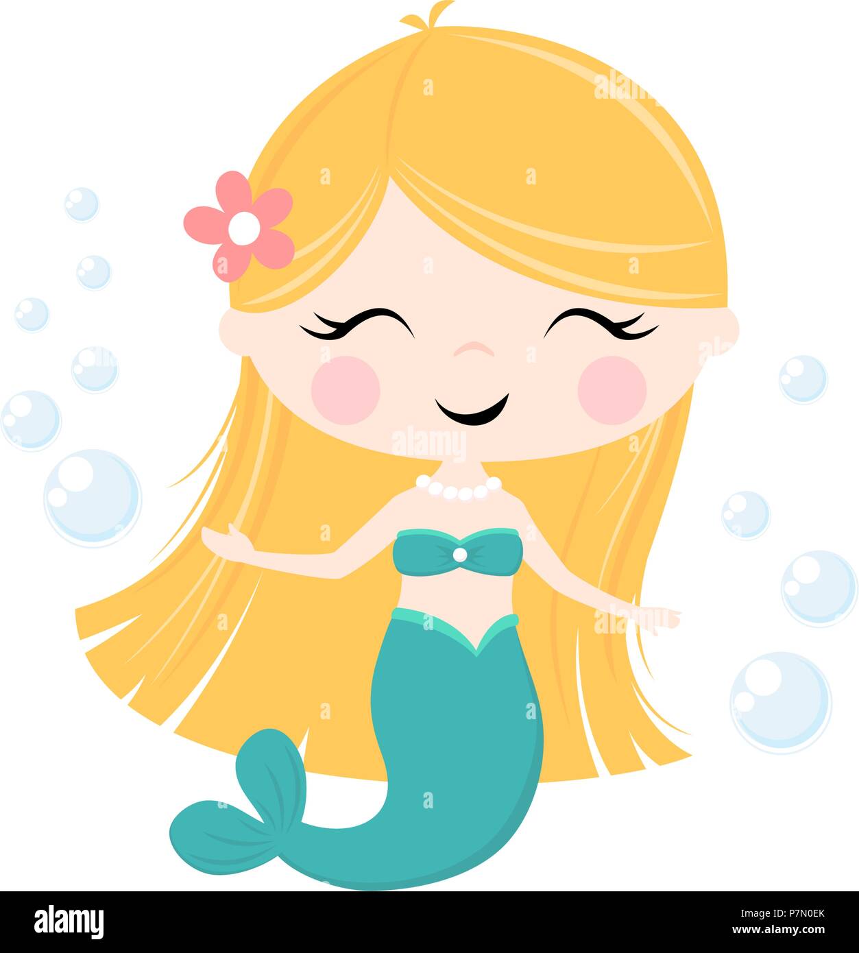 cute little mermaid illustration isolated on white, design for baby