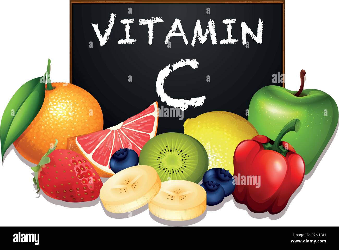 Variety of fruits with Vitamin C illustration Stock Vector Image & Art