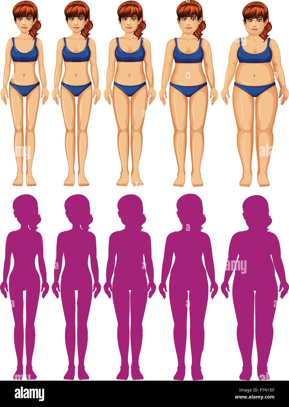 A Set of Woman Body Silhouette illustration Stock Vector