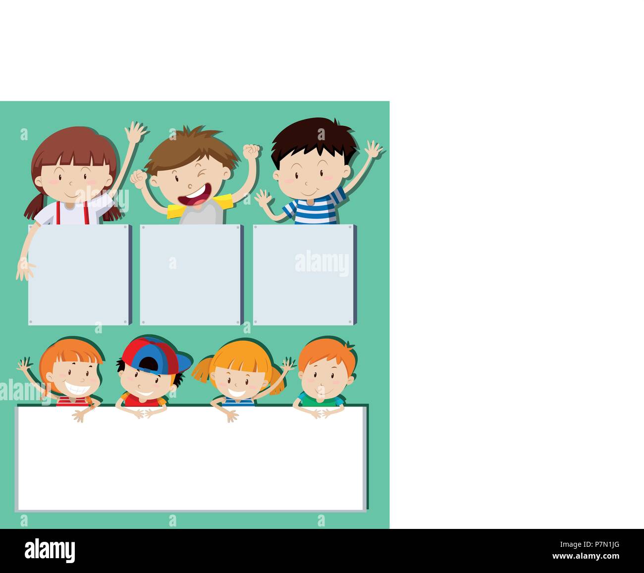 Blank banners with happy children illustration Stock Vector Image & Art ...