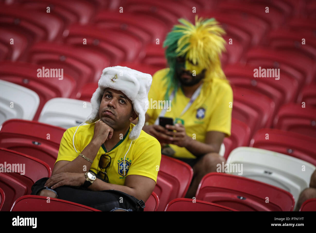 Kazan, Russia. 06th July, 2018. Fans after the match between Brazil and Belgium valid for the quarterfinals of the 2018 World Cup finals, held in Arena Kazan, Russia. Belgium wins 2-1. Credit: Thiago Bernardes/Pacific Press/Alamy Live News Stock Photo