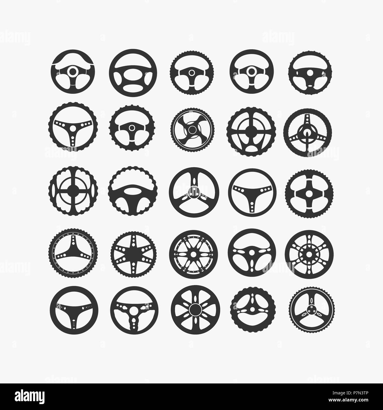 Set of different steering wheels on a white background Stock Photo Alamy