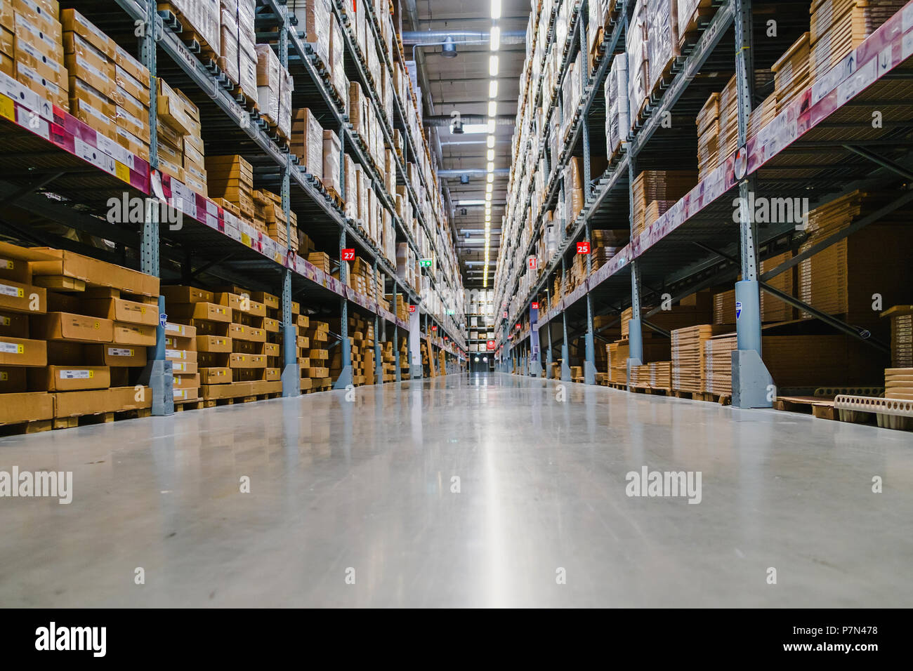 Smut Prakan ,Thailand May 17,2018 Warehouse aisle in an IKEA store