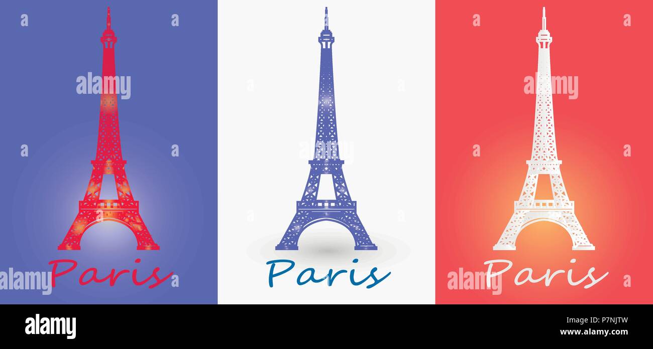 Vector Illustration Of Eiffel Tower Against France Flag EPS Stock Vector Image Art Alamy