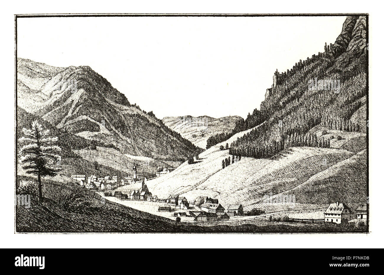 319 Vordernberg -J.F.Kaiser Lithografirte Ansichten der Steiermark 1830. Stock Photo
