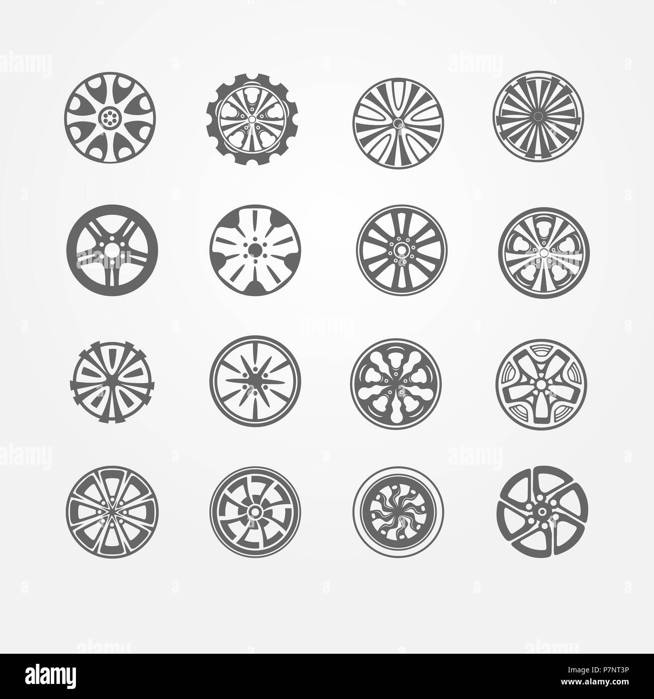 Set of different rims isolated in white Stock Photo