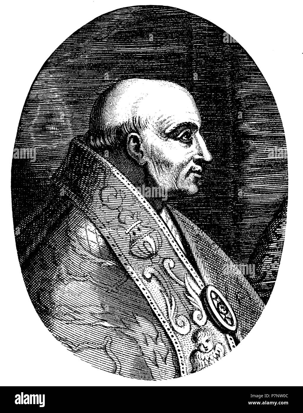 Hadrian the VI, the last German Pope. After a copperplate engraving,   1881 Stock Photo