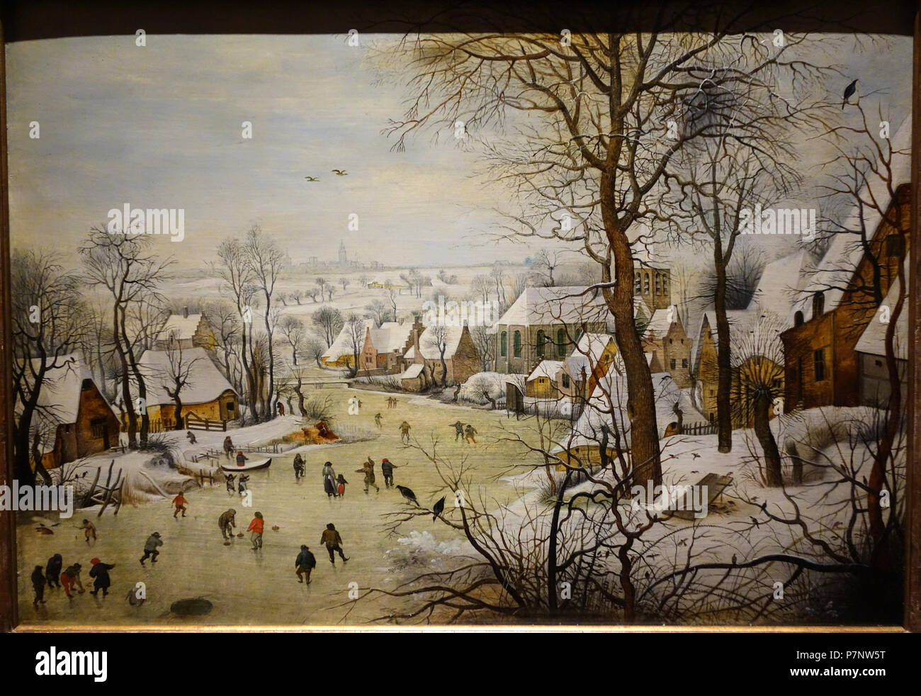 N/A. N/A 402 Winter Landscape with Bird Trap, by Pieter Brueghel the Younger, late 1500s to early 1600s, oil on panel - National Museum of Western Art, Tokyo - DSC08409 Stock Photo