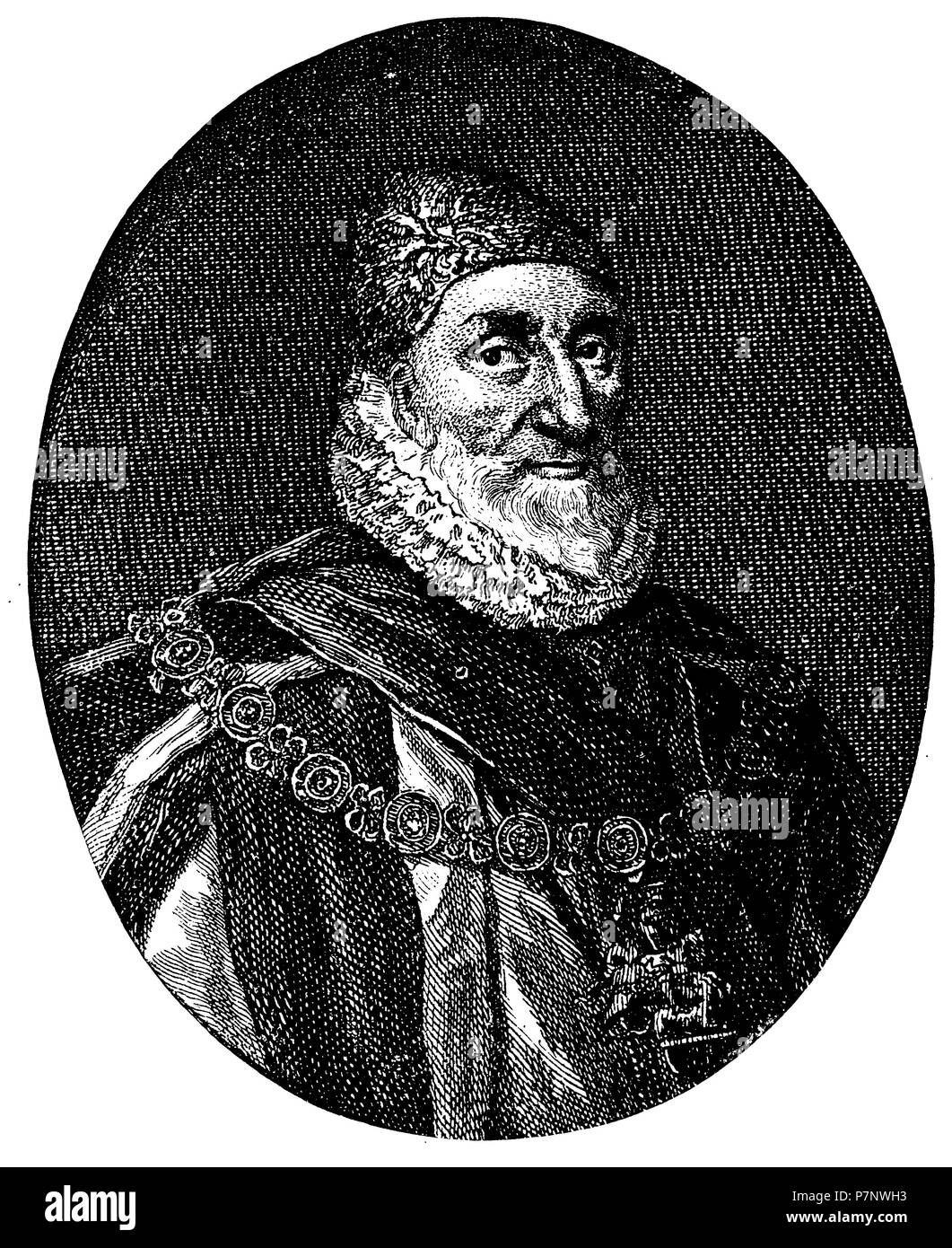 Lord Charles Howard Earl of Effingham, Grand Cardinal of the English Fleet. After a copperplate engraving by Schleuen, Schleuen  1881 Stock Photo