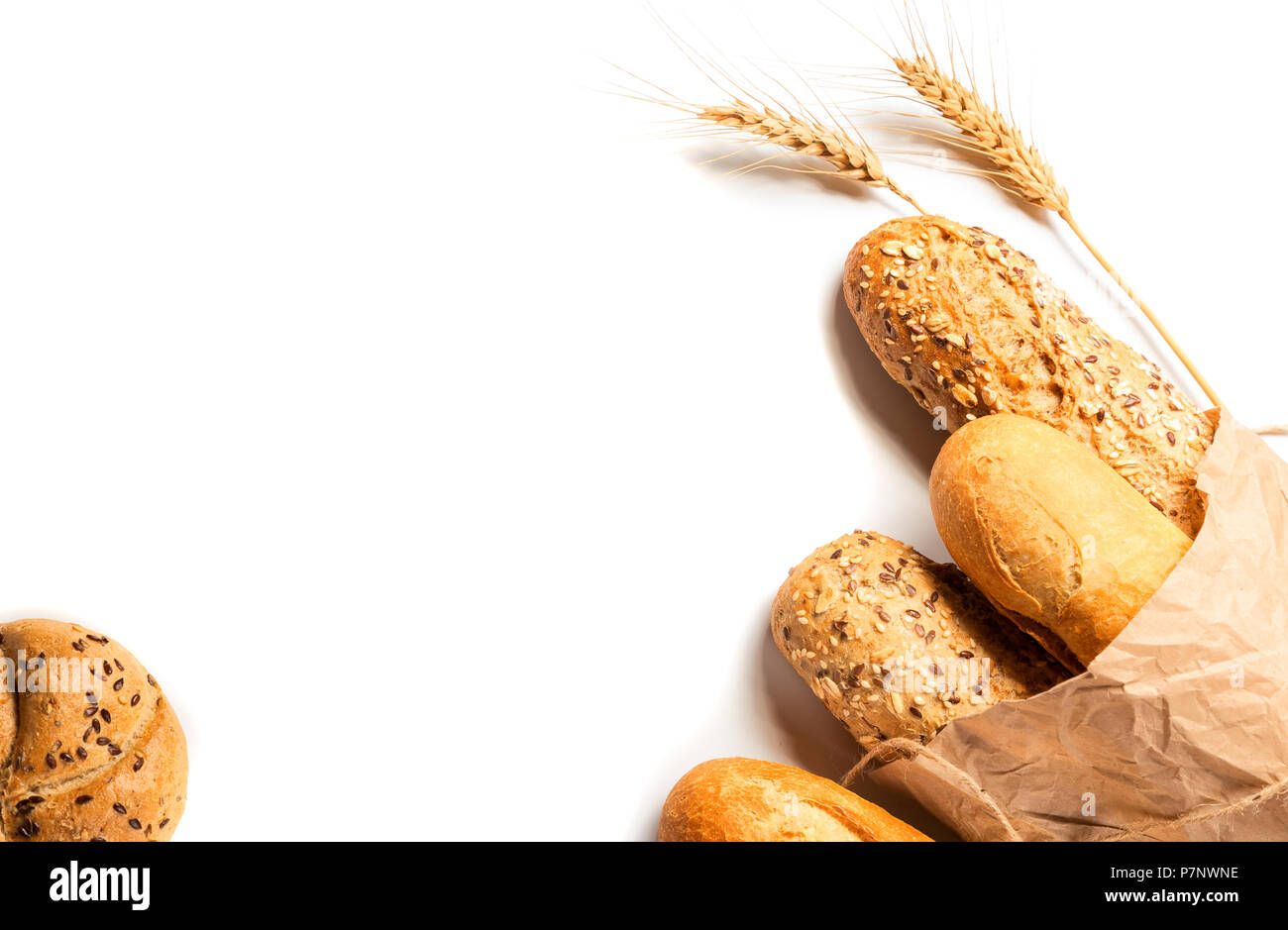 Fresh bread with seeds isolated on white background. Useful for food  background presentation Stock Photo - Alamy