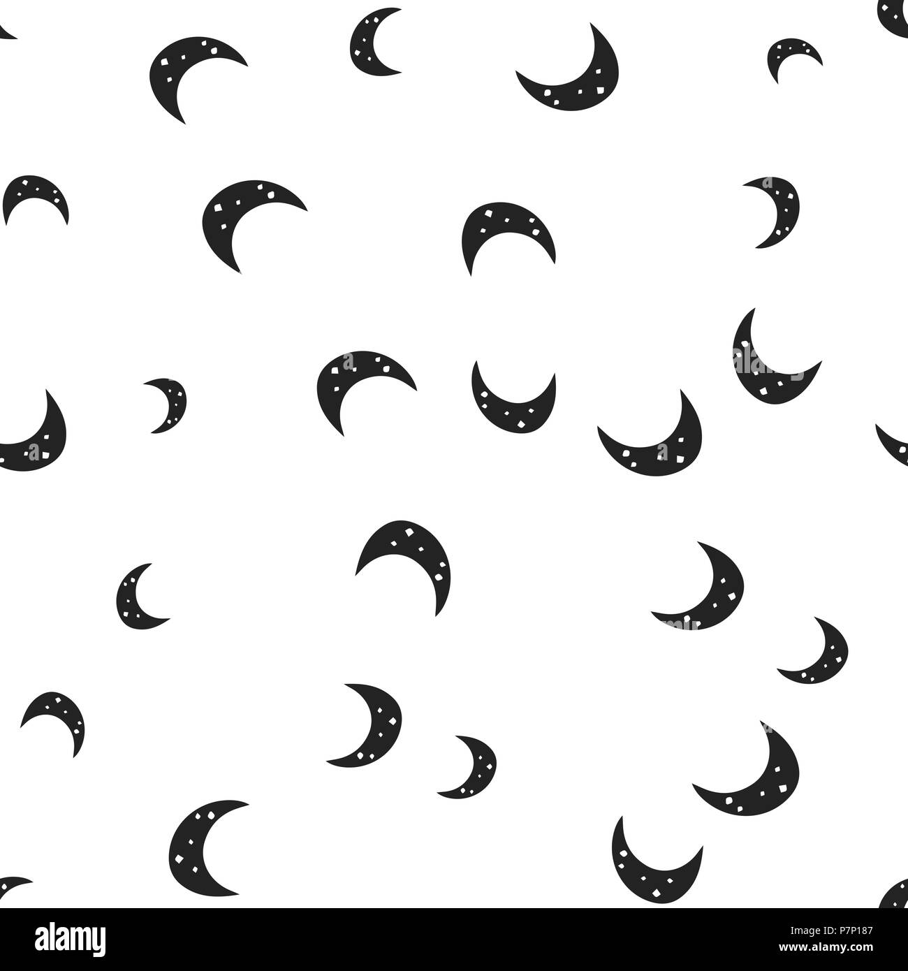 Moon Halloween pattern seamless. Vector illustration. Isolated white ...