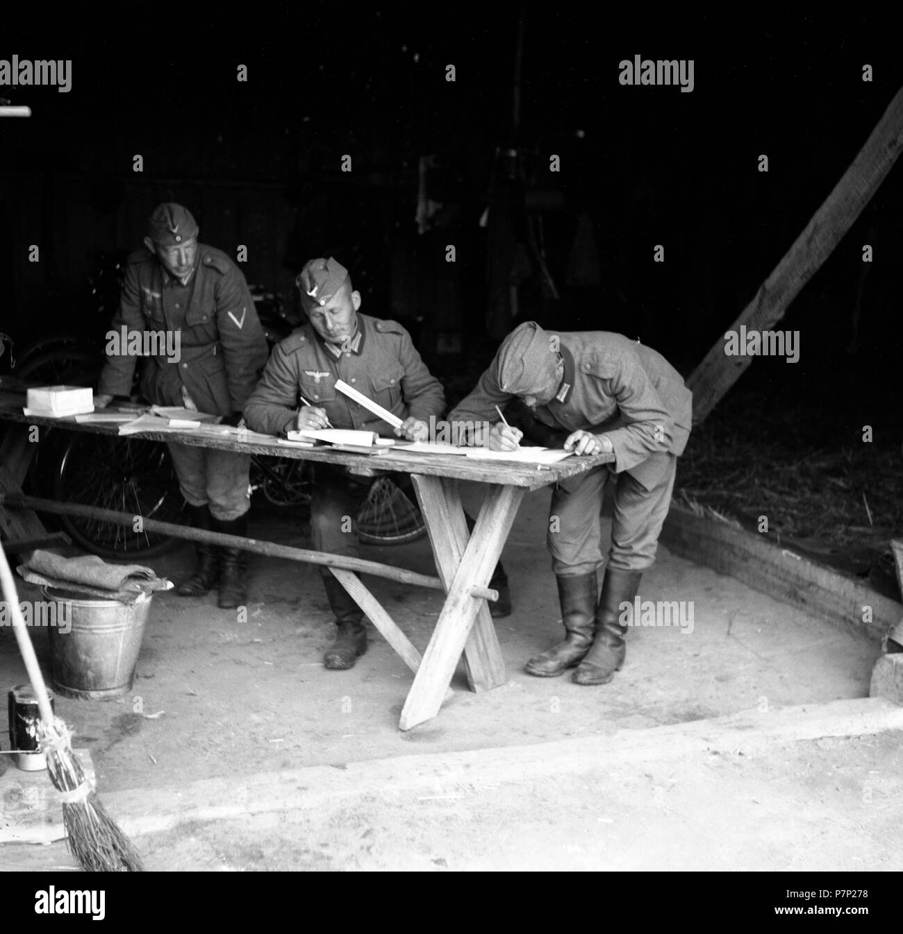 Building company, In drawing F. Bridges, 27.1.1942, presumably Bober, Poland Stock Photo
