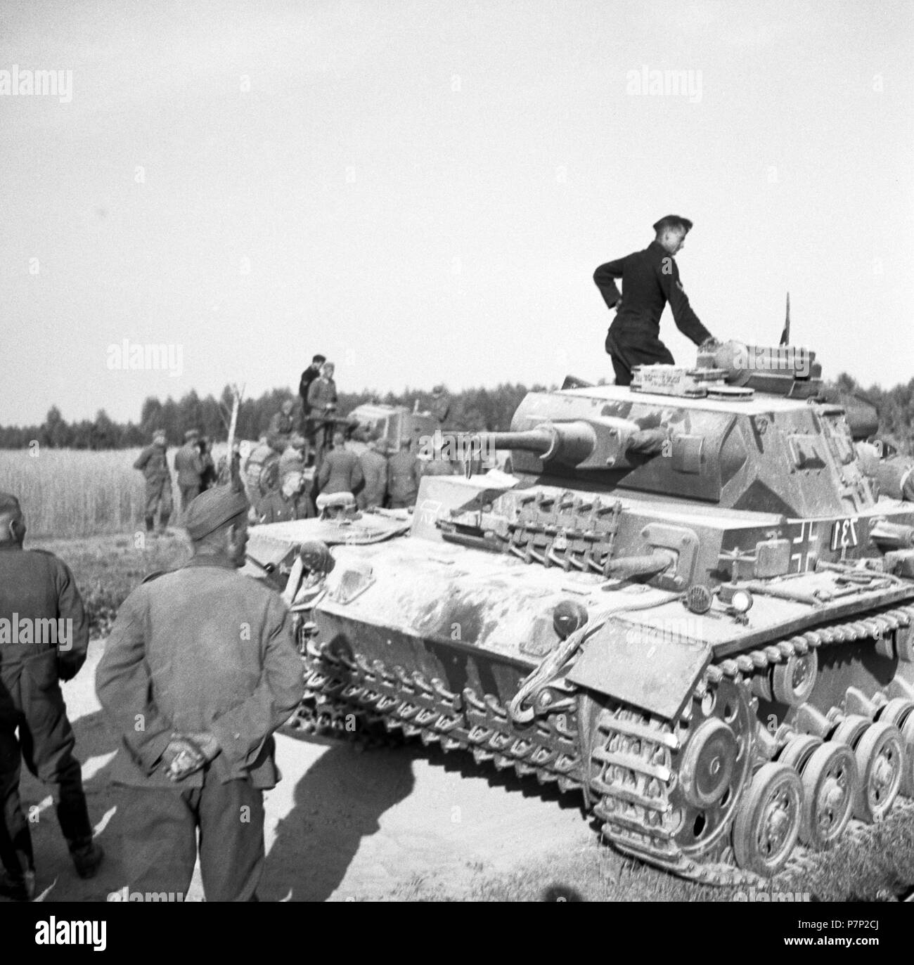 Attack on the Soviet Union, Operation Barbarossa, orignial caption: 1941, German and Russian tank near Pruzana, Belarus Stock Photo