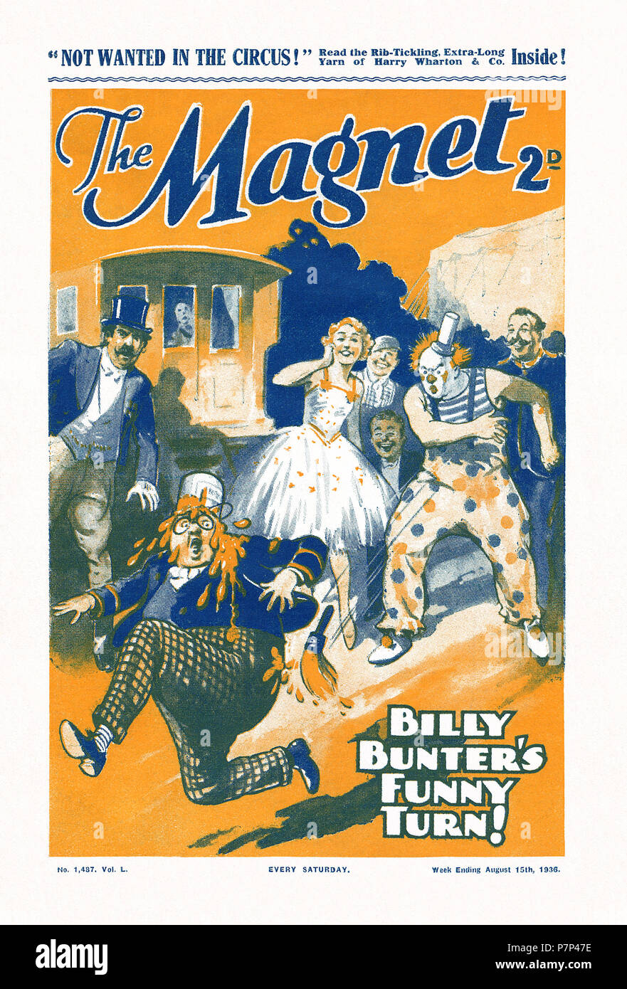 Vintage front cover of The Magnet for 15th August 1936, featuring Franks Richards' creation, Billy Bunter. Stock Photo
