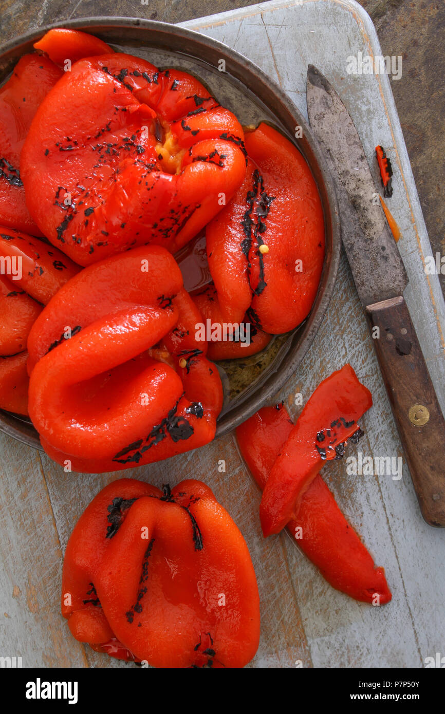 red bell pepper char grilled Stock Photo Alamy