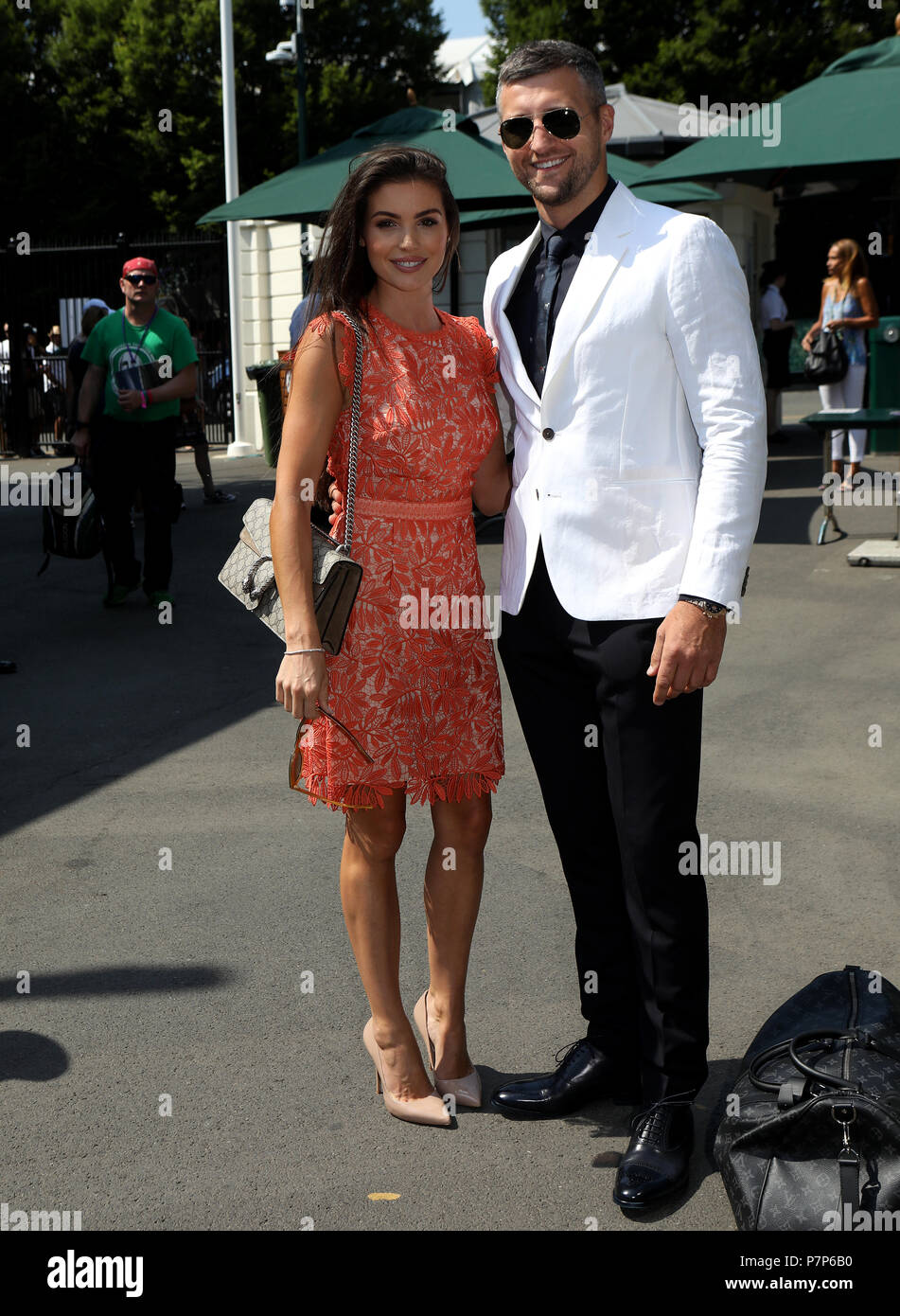 Carl Froch and Rachael Cordingley arrive on day six of the Wimbledon