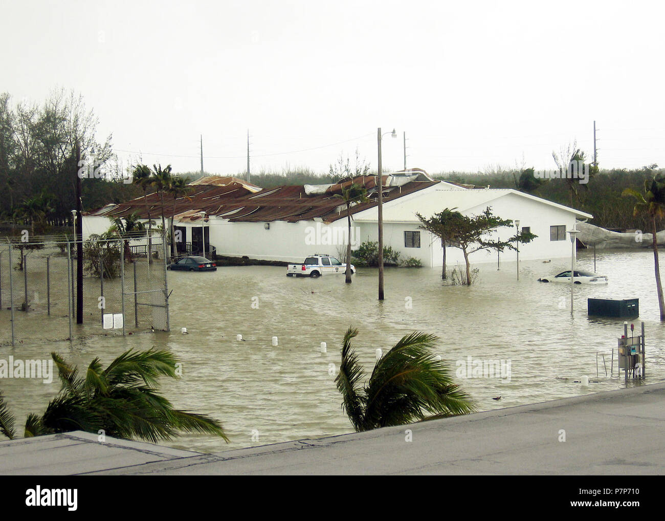 Hurricane Relief-25. The US Navy (USN) Naval Air Station (NAS) Key West, Florida (FL) flooded after being hit by Category 3 Hurricane Wilma. Stock Photo