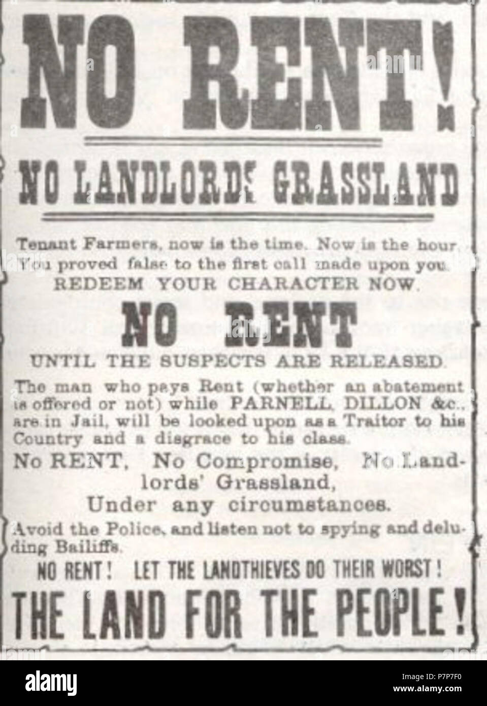 English 1880s poster of the Irish Land League . 1880s 240