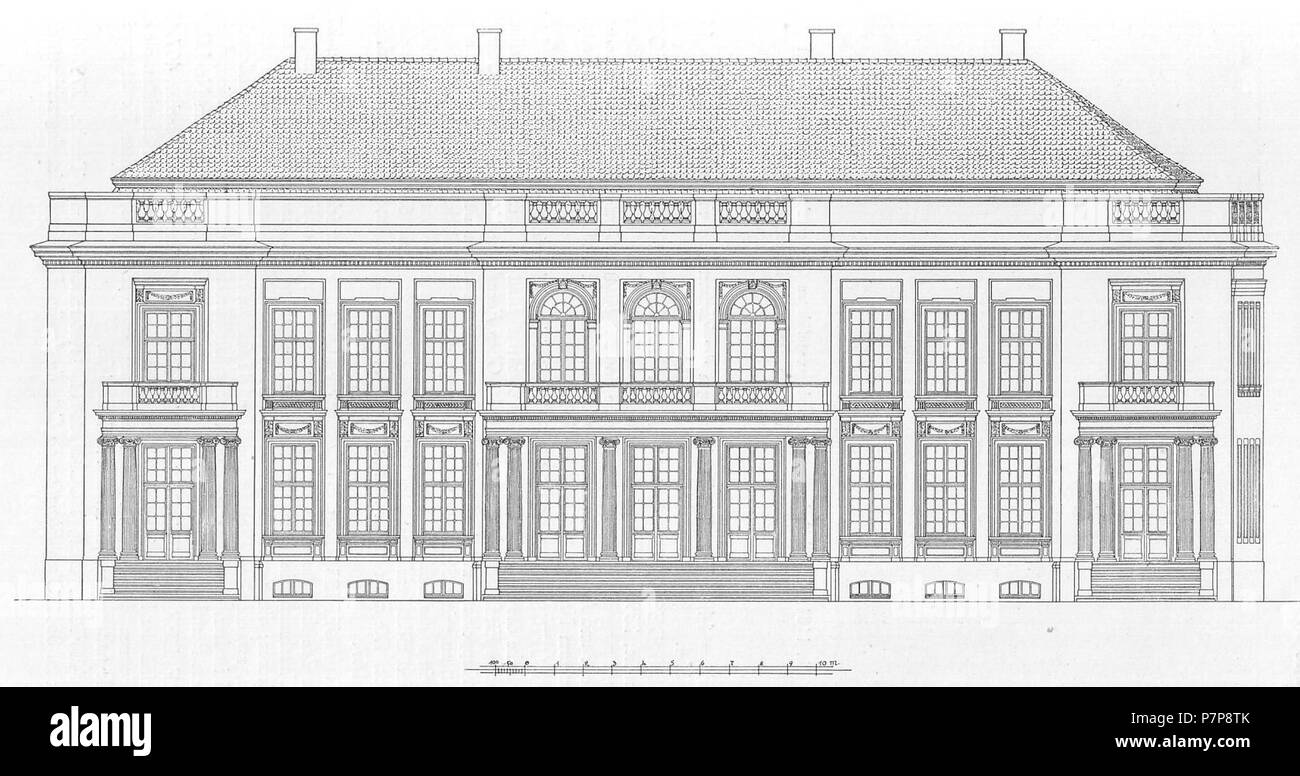 Rekonstruktion der Rückfront, Maßstab 1:200 . 1935 336 Romberger Hof (5) Stock Photo