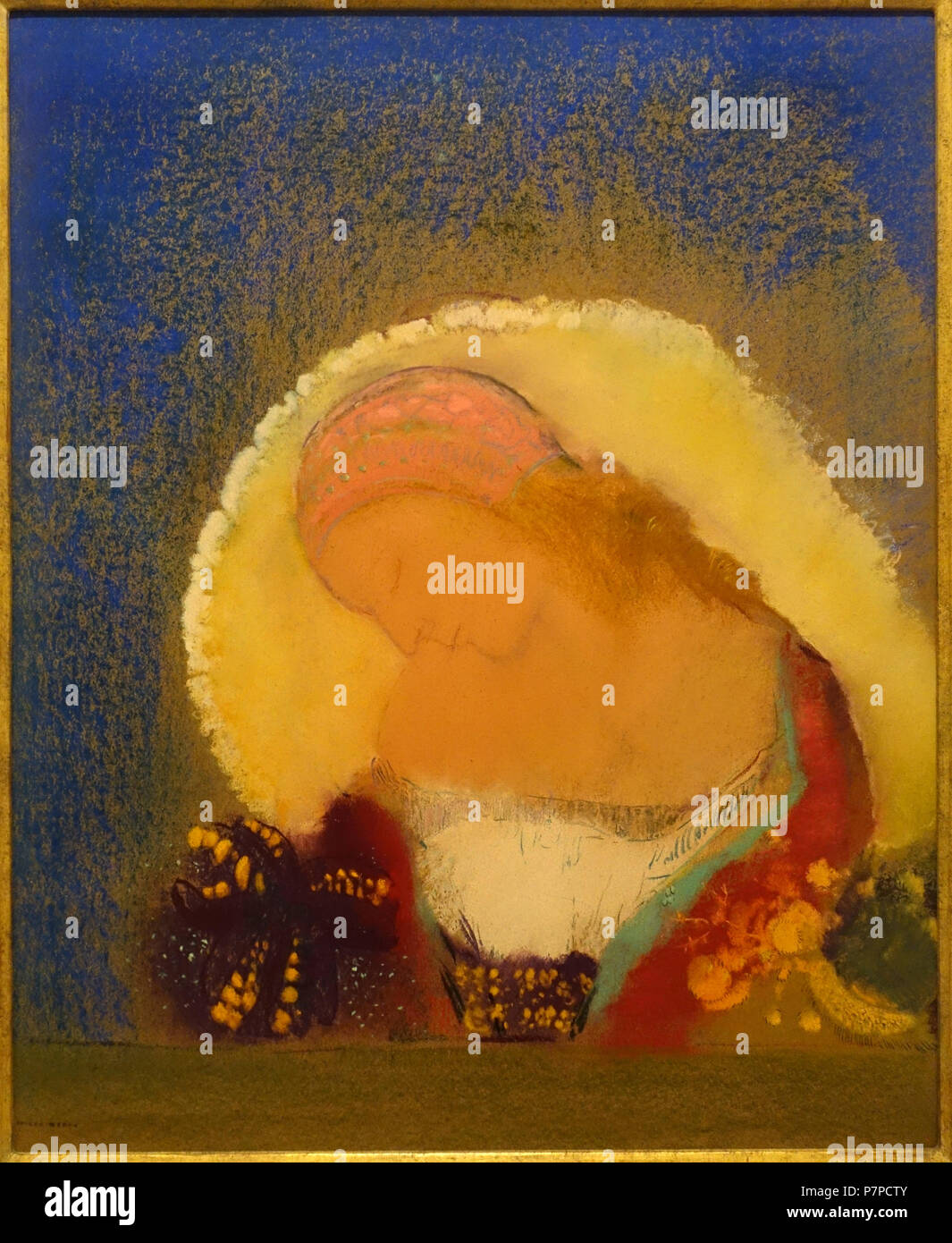 English: Exhibit in the Scharf-Gerstenberg Collection, Berlin, Germany. This artwork is in the  because its creator died more than 70 years ago. 15 November 2014, 08:23:31 203 Illuminated Flower by Odilon Redon, c. 1900, pastel - Scharf-Gerstenberg Collection - DSC03868 Stock Photo