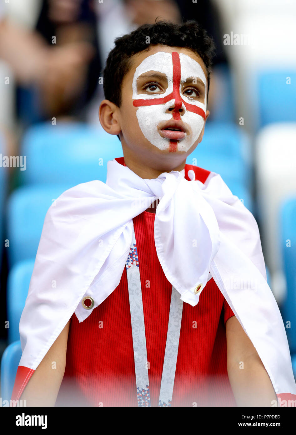 A young England fan in the stands before the FIFA World Cup, Quarter ...