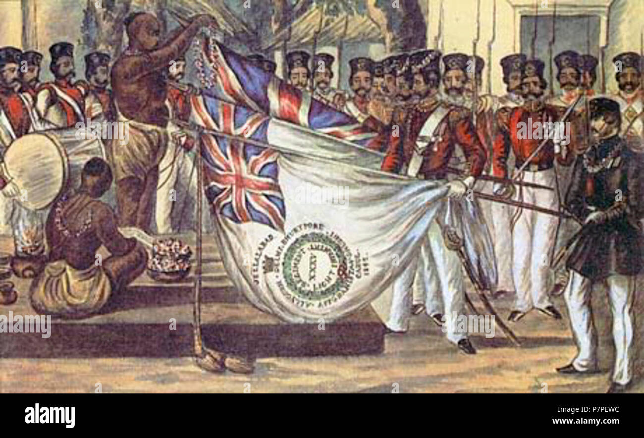 35th Light Infantry Regimental colours - Bengal Native Army. Stock Photo