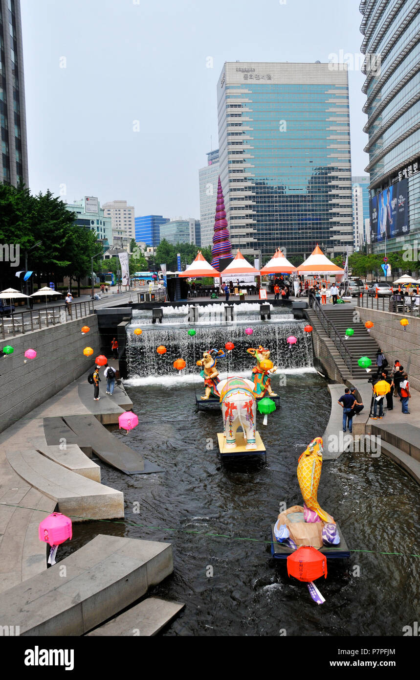 Cheonggyecheon, Cheonggye Stream, Seoul, South Korea Stock Photo