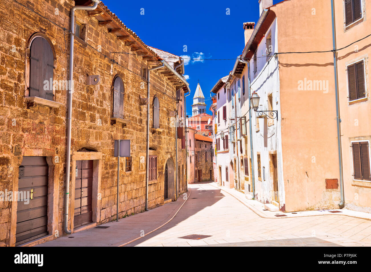 Mediterranean stone street of Vodnjan view, town in Istria region of Croatia Stock Photo