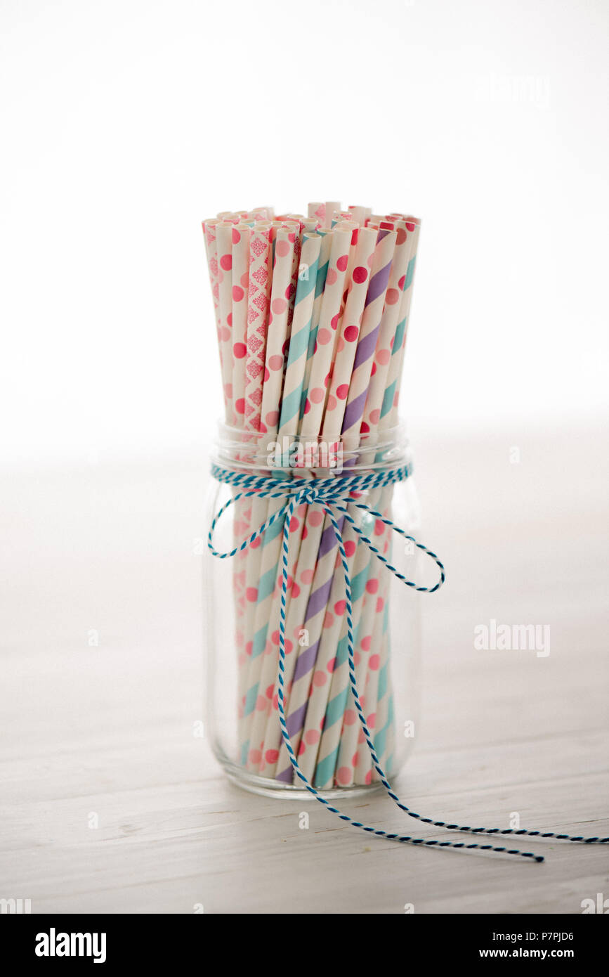 Paper straws in pastel colors Stock Photo Alamy
