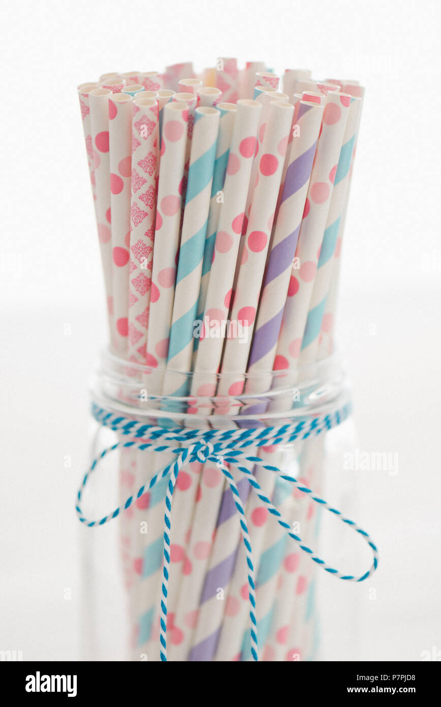 Paper straws in pastel colors Stock Photo