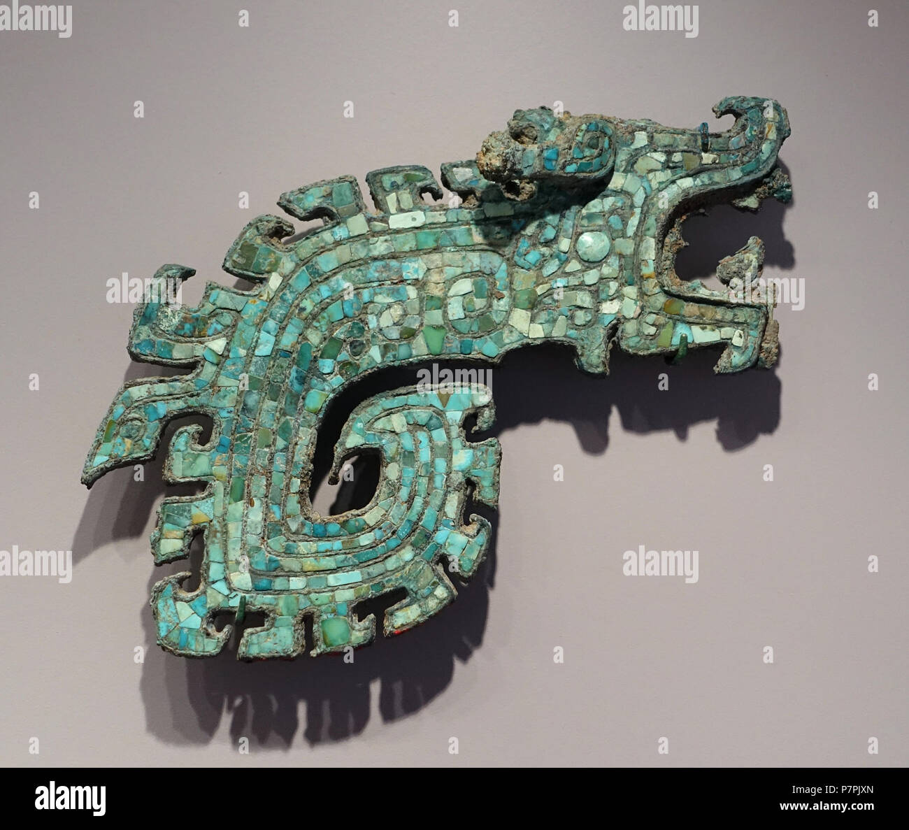 N/A. N/A 398 Weapon Handle in the Form of a Dragon, China, Shang dynasty, 14th-11th century BC, bronze with turquoise inlay - Arthur M. Sackler Museum, Harvard University - DSC00788 Stock Photo