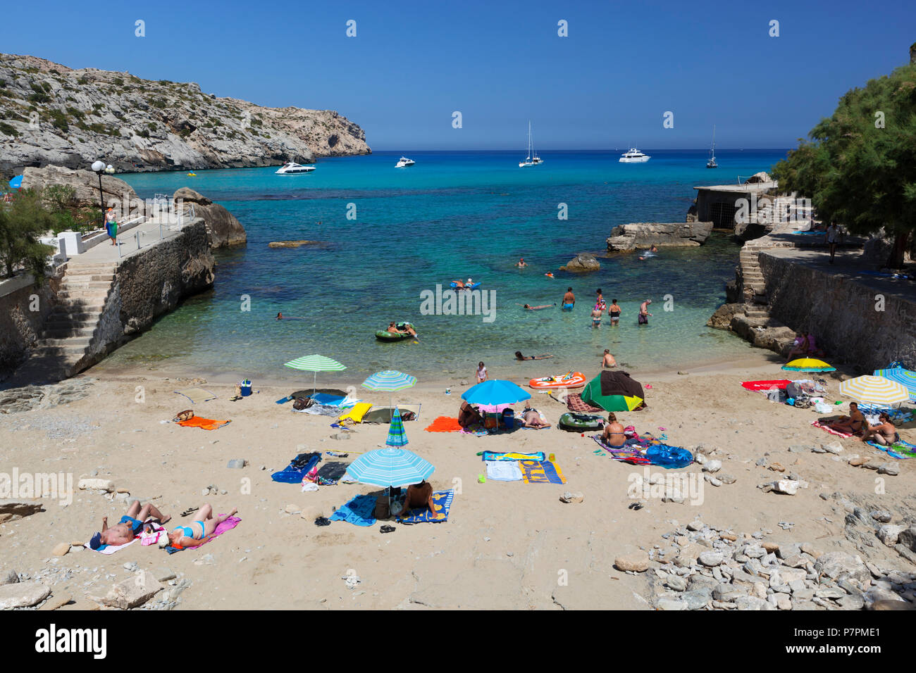View over beach of Cala San Vincente in summer Stock Photo