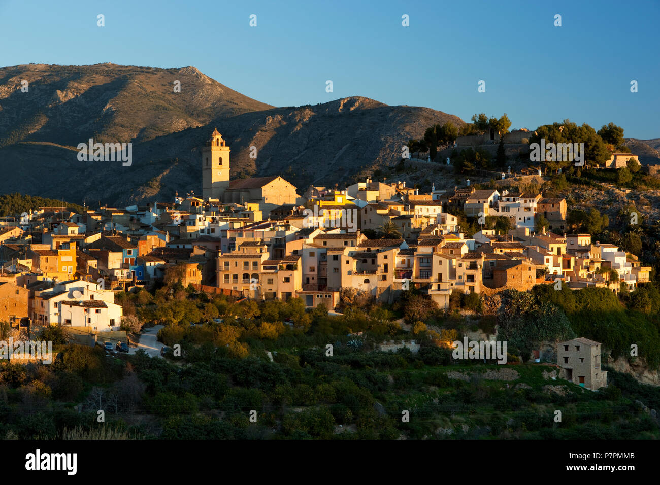 View of Polop village in mountains Stock Photo