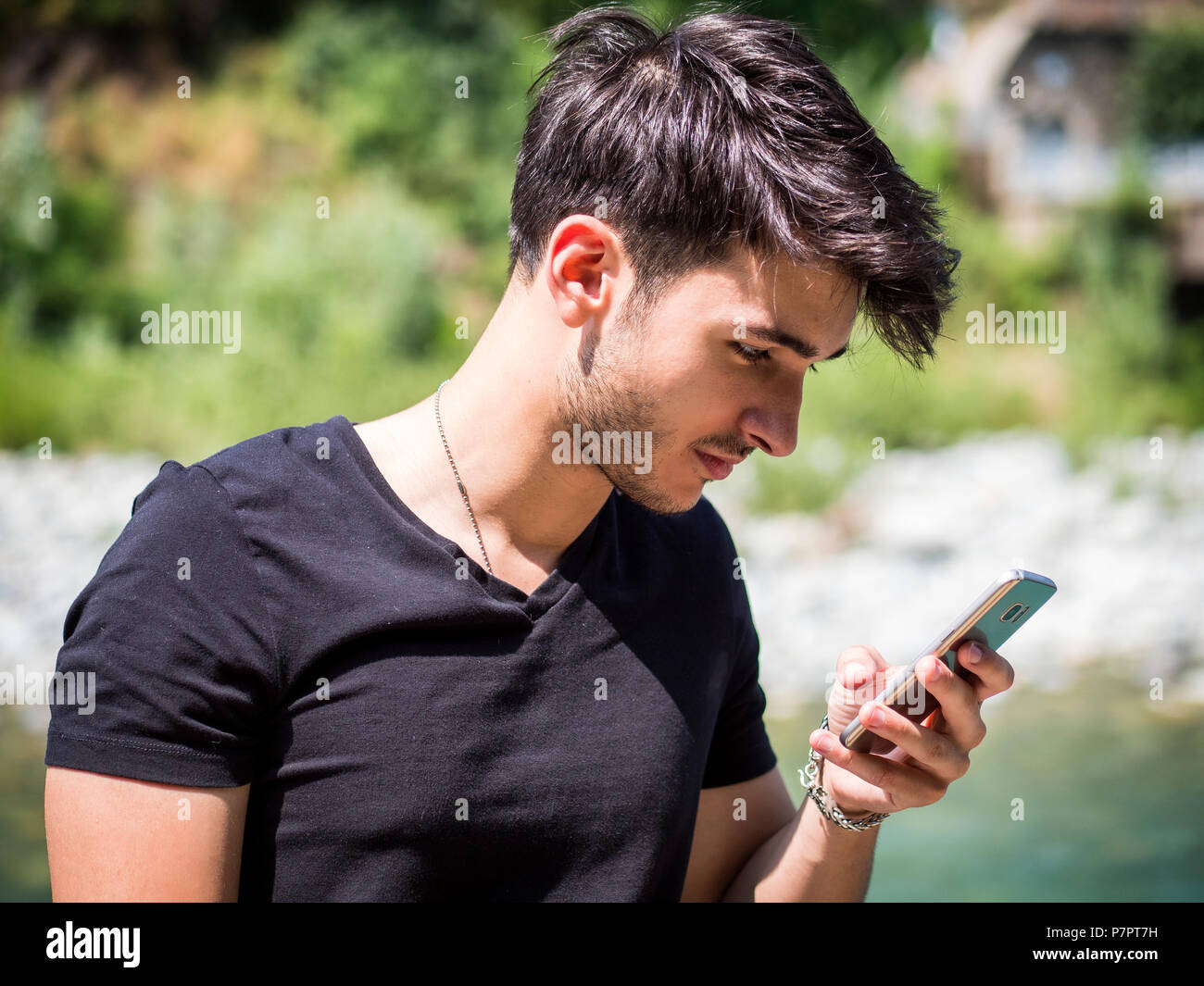 Handsome bearded man using typing hi-res stock photography and images ...