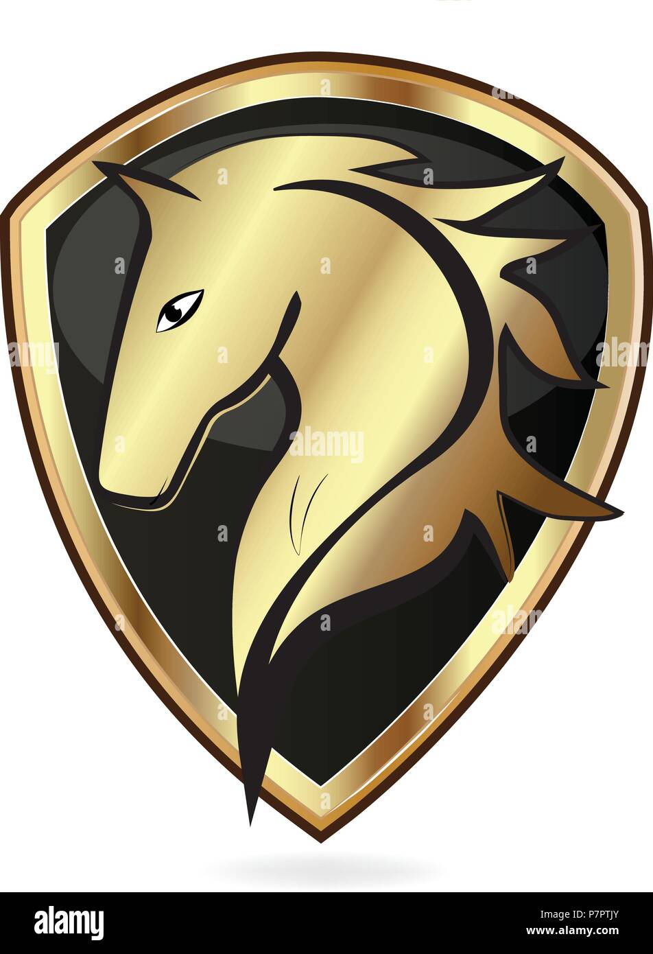 Golden horse emblem icon vector design illustration Stock Vector Image