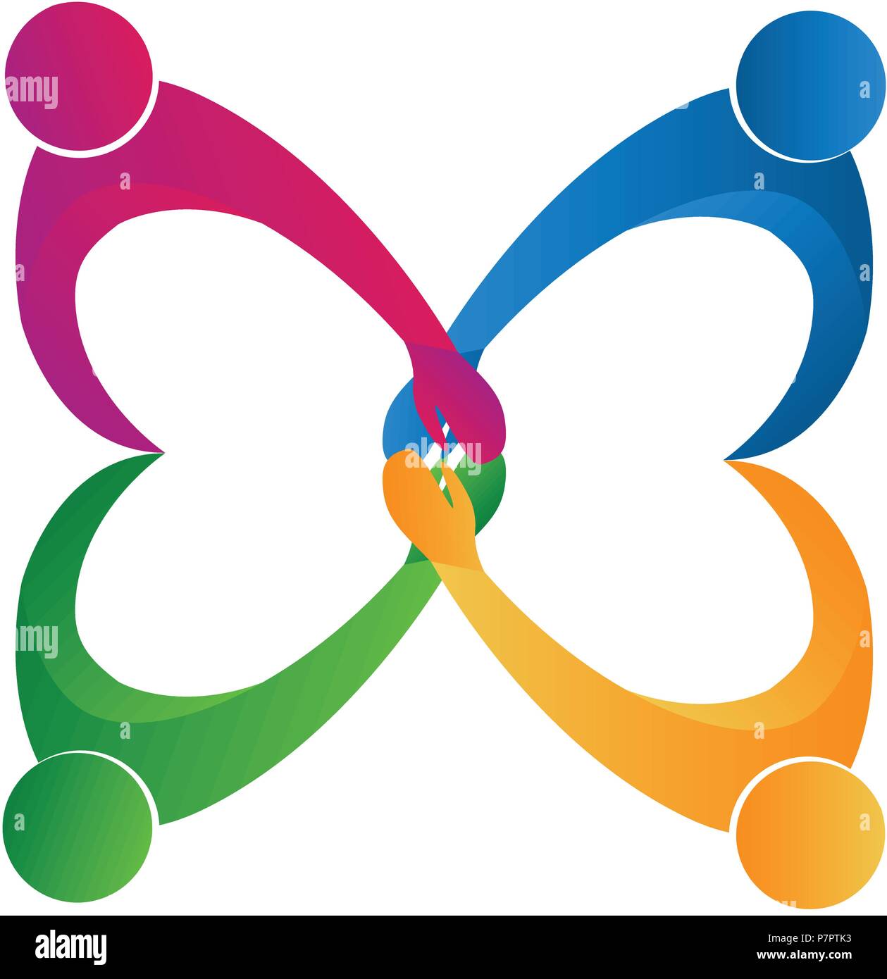 Teamwork friendship people logo design illustration Stock Vector Image ...