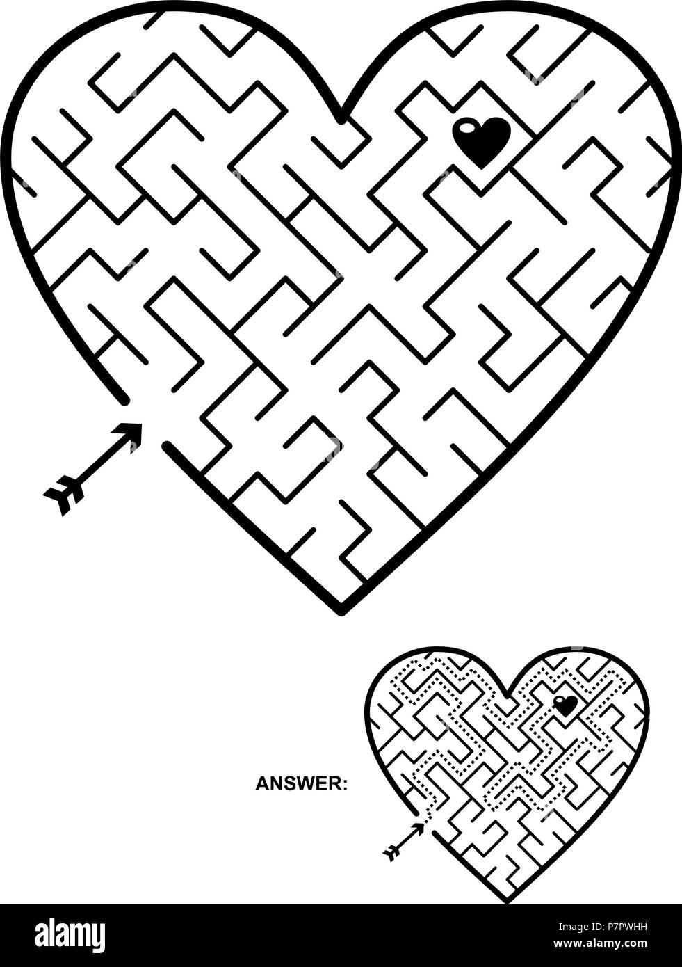 Mazes Heart Valentines Maze Puzzles Printable Coloring Pages Find Kids