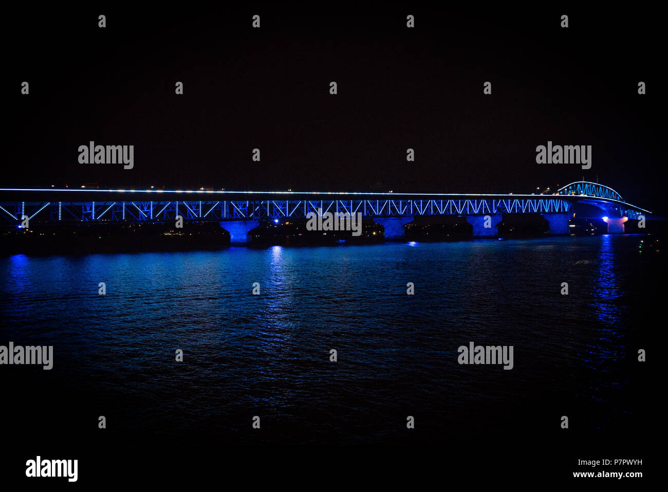 Auckland Harbour bridge at night Stock Photo