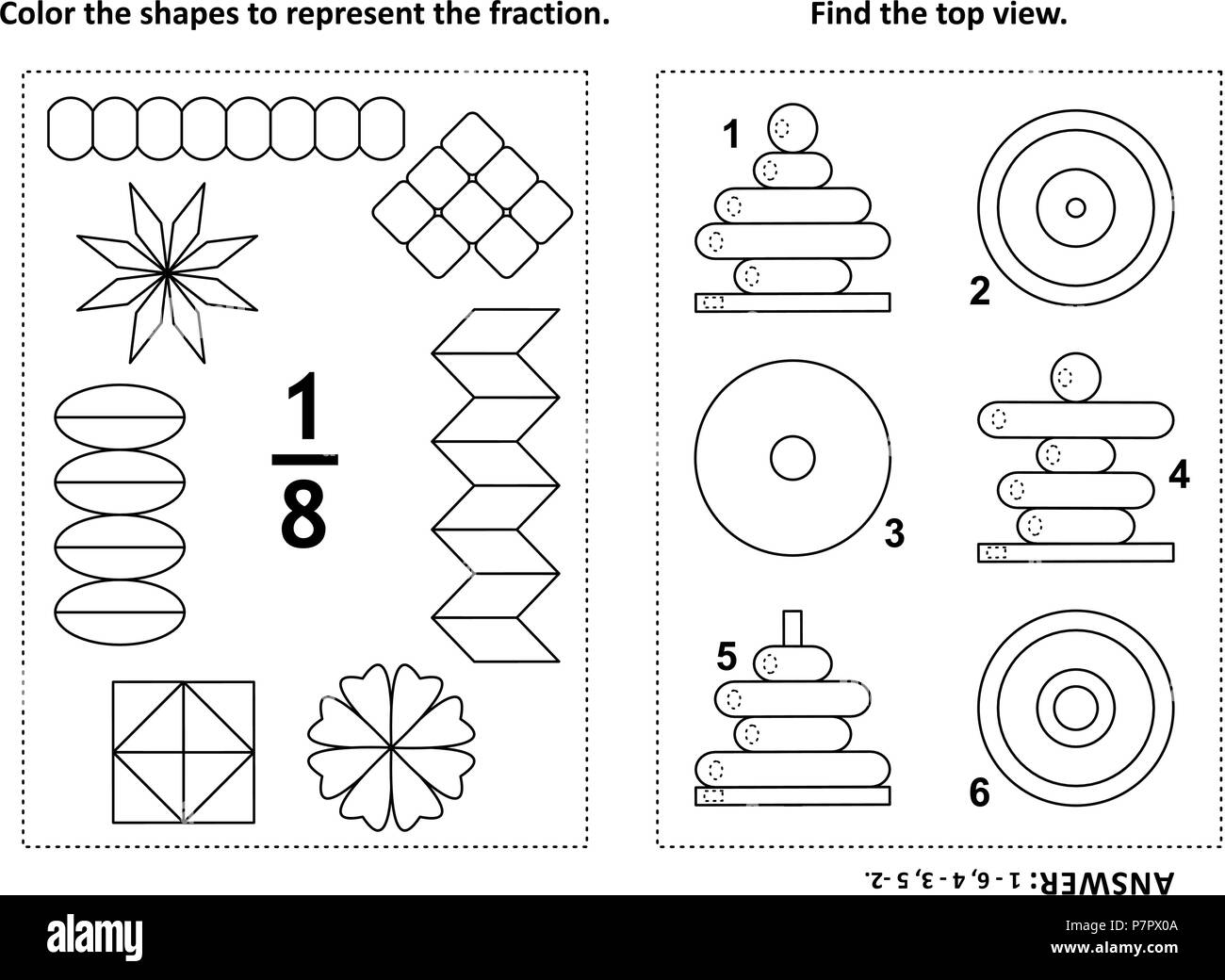 Two visual math puzzles and coloring pages. Color the shapes to ...