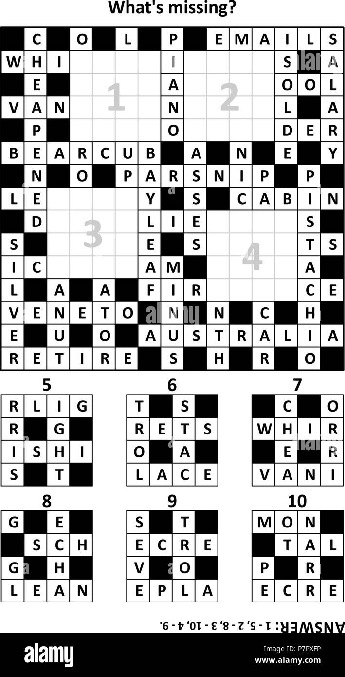 New way to play with crossword puzzles: Find the missing fragments. Answer  included Stock Vector Image & Art - Alamy