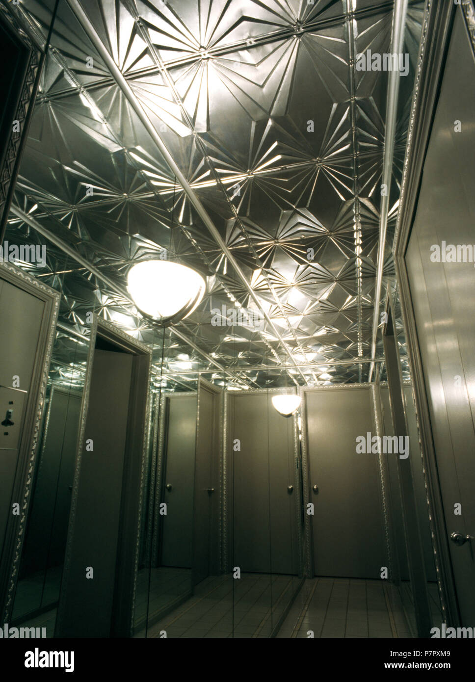 Cut Glass Mirrored Ceiling In Art Deco Hall Stock Photo 211330905