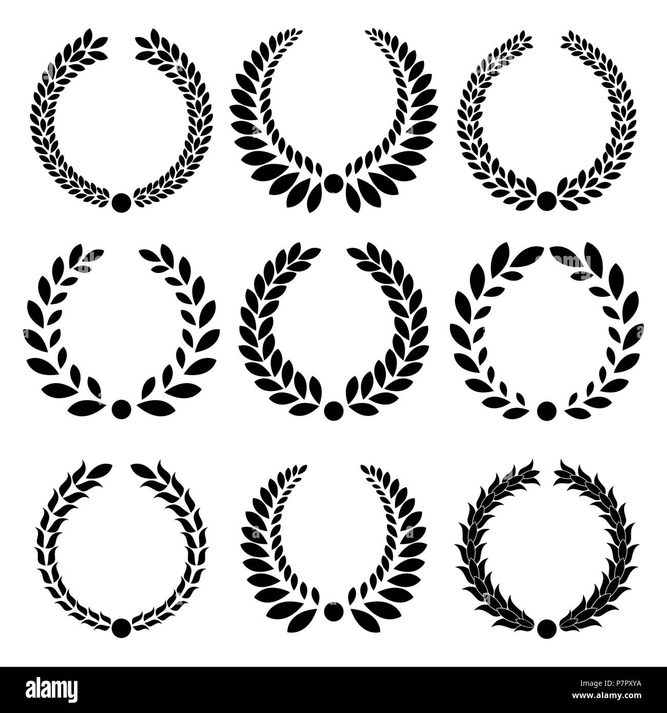 Set from black laurel wreath on the white background Stock Vector Image ...