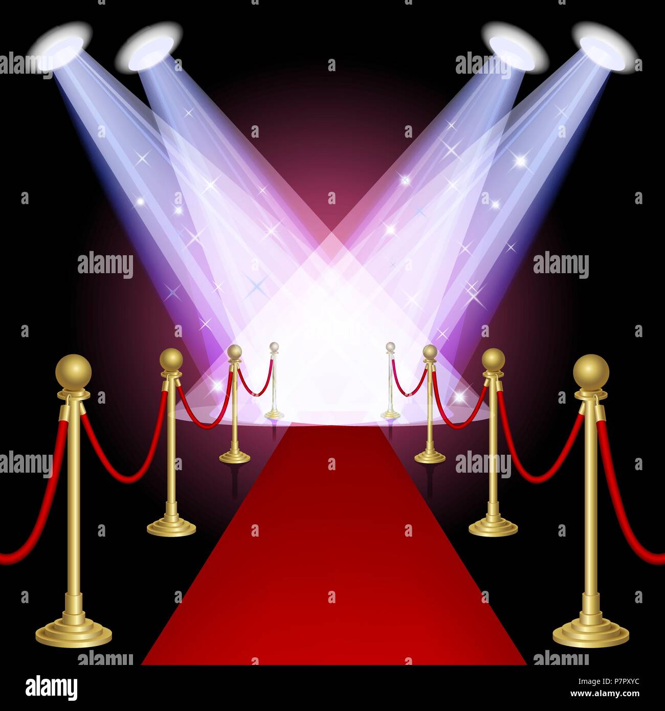 Red carpet with spotlight.Mesh.This file contains transparency.EPS10 Stock Vector