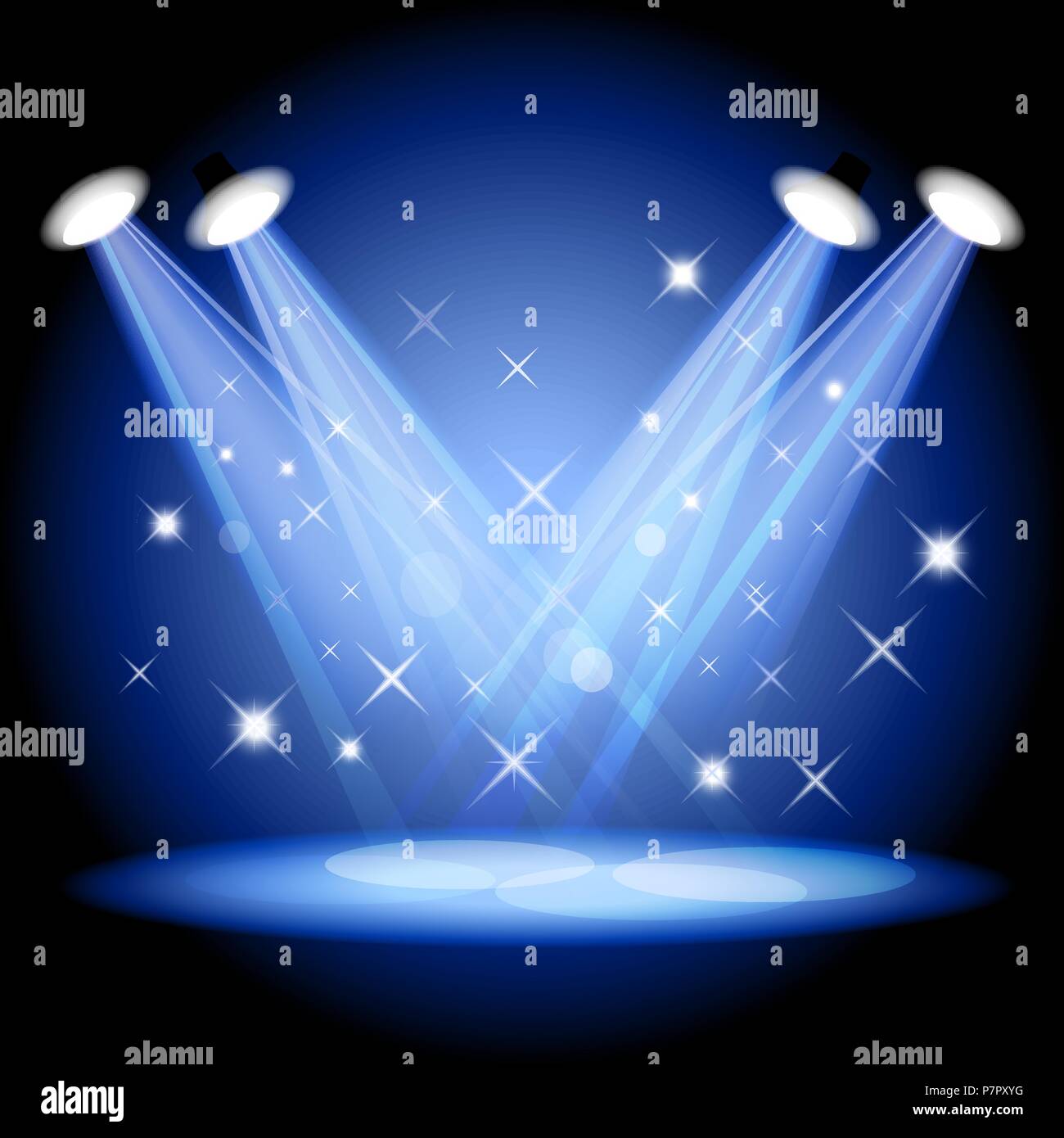 Blue stage lighting light Stock Vector Images - Alamy