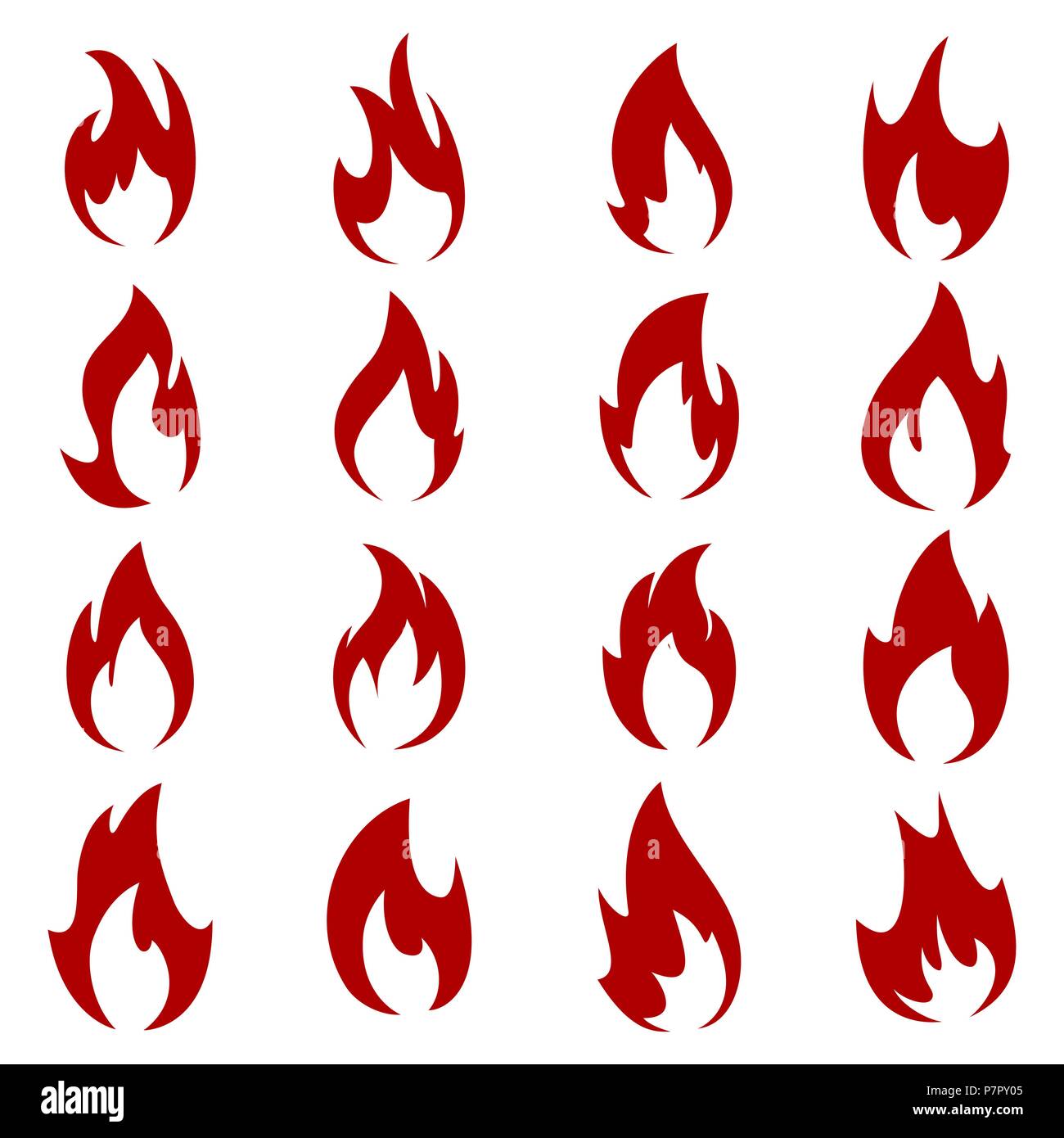 Flames of different shapes on a white background Stock Vector Image