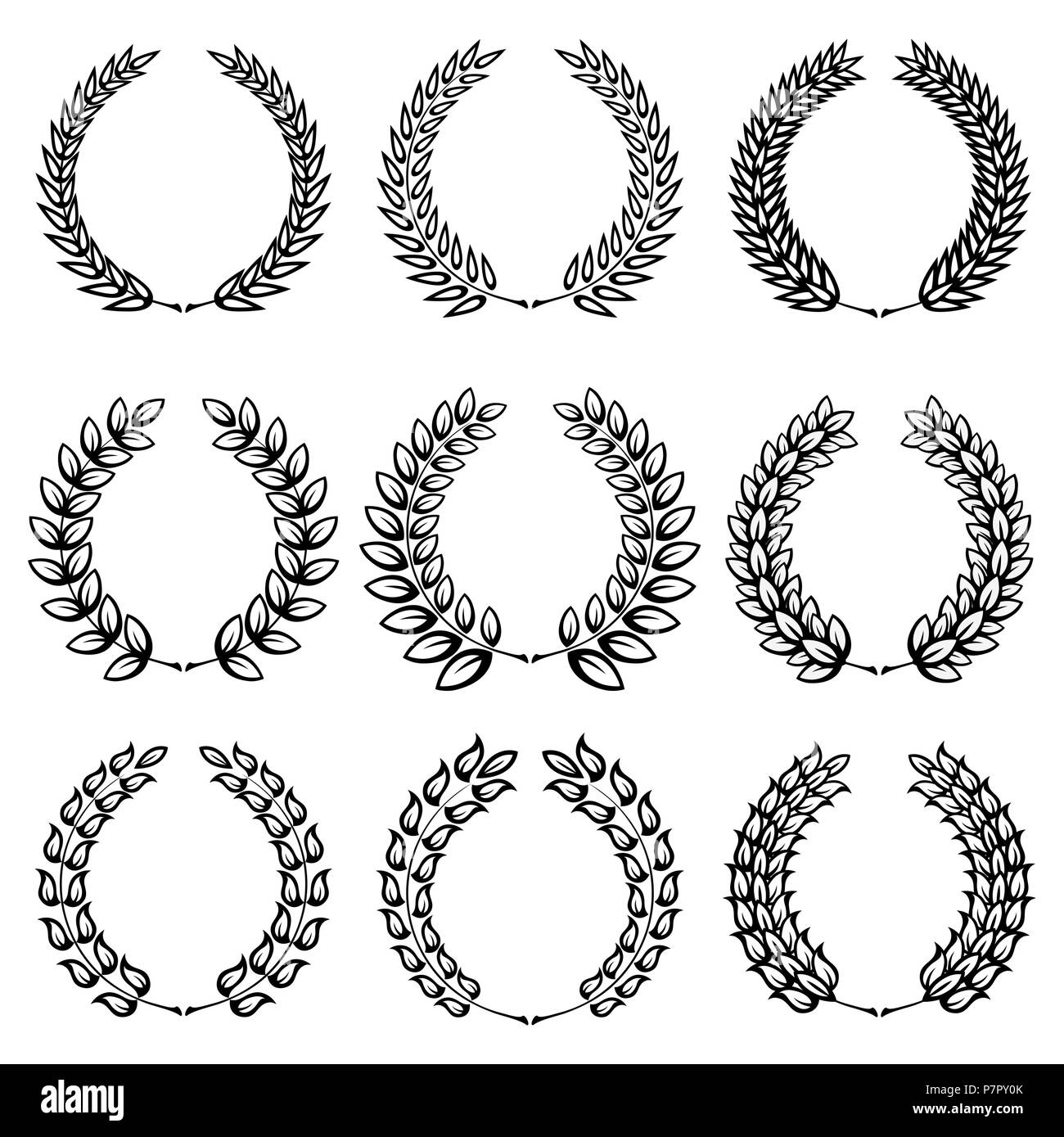 Set from black laurel wreath on the white background Stock Vector Image ...