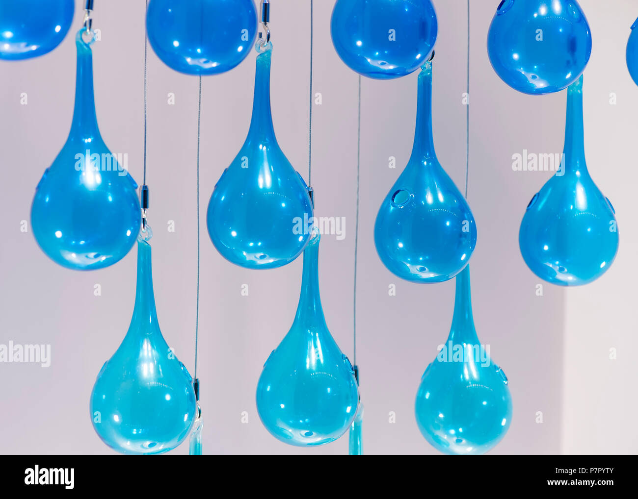Blue Glass Tied Rope Hanging On Ceiling Stock Photo 211331819 Alamy