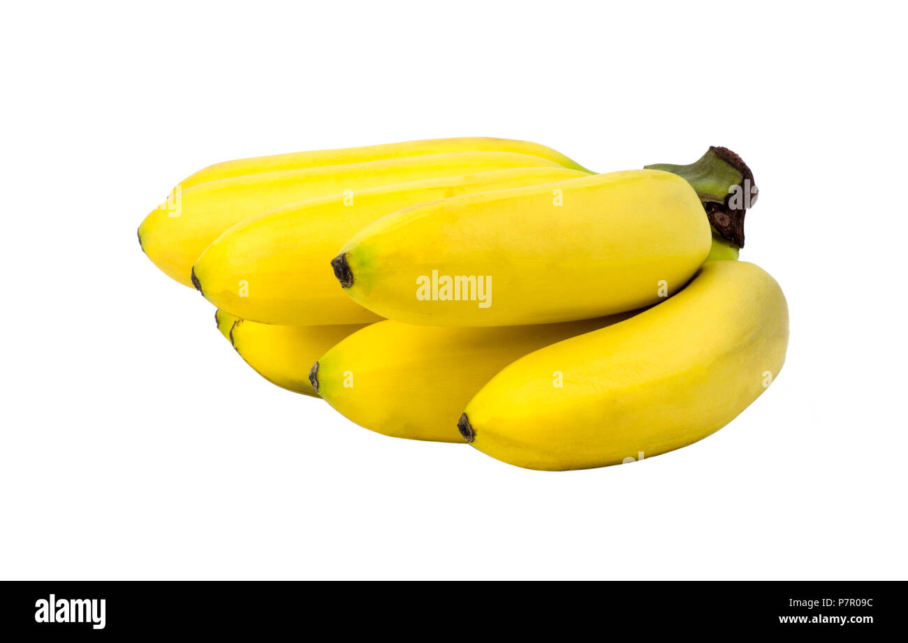 yellow ripe mini bananas isolated on white background. object, fruit Stock Photo Alamy