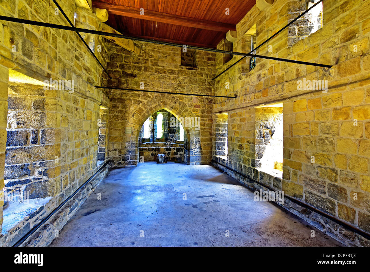 Prudhoe Castle Northumberland and the chapel Stock Photo Alamy