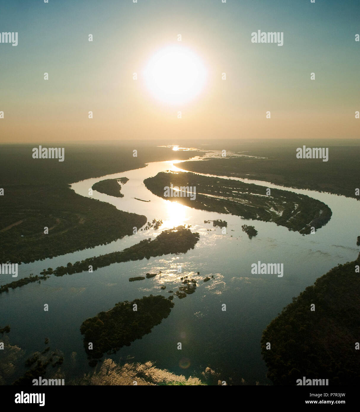 Zambezi River seen from the air, Zambia Stock Photo